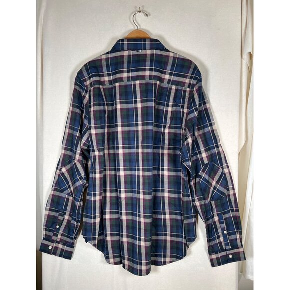NWT FIVE FOUR Men Size 2XL Woven Plaid Shirt Cotton Button Down Collar Elbow Pad - Picture 10 of 13